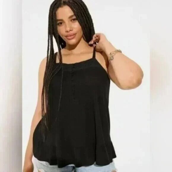 torrid Tops - NWT TORRID Texture Knit Woven Eyelet Square Neck Swing Tank